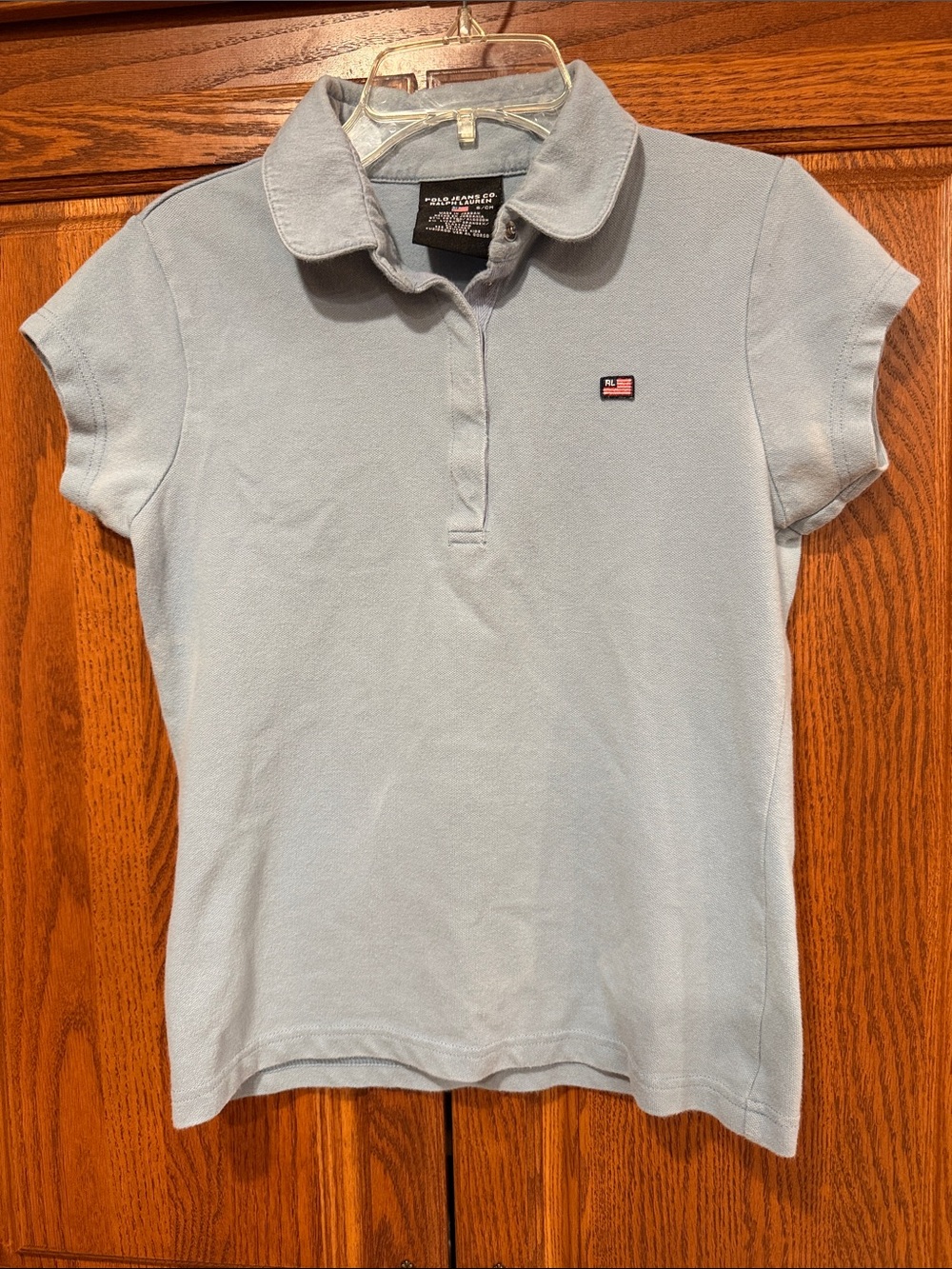 Ralph Lauren Light Blue Short-Sleeve Polo with Flag Patch